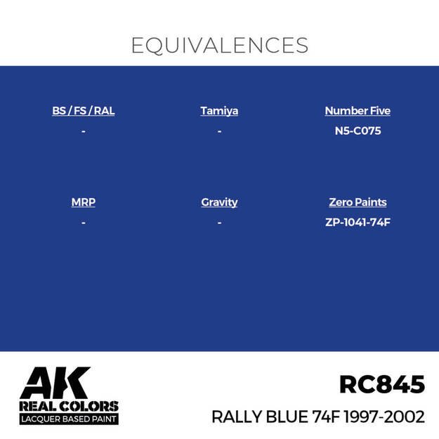 AK Interactive RC845 - Rally Blue 74F 1997-2002, 17ml 2