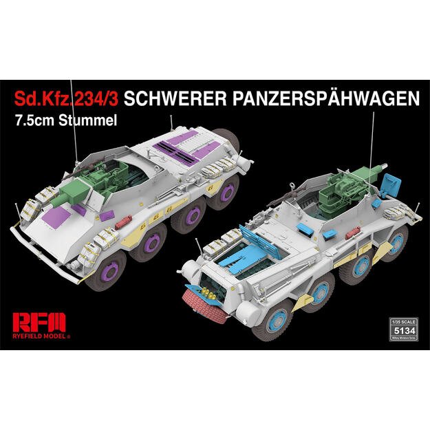 Ryefield Model RM5134 - Sd.Kfz.234/3 Schwerer Panzerspähwagen 7.5cm Stummel, 1/35 3