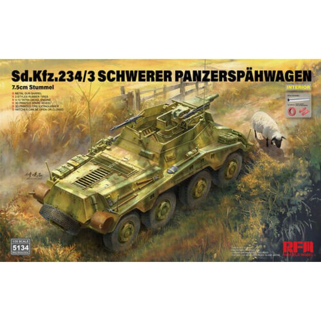 Ryefield Model RM5134 - Sd.Kfz.234/3 Schwerer Panzerspähwagen 7.5cm Stummel, 1/35