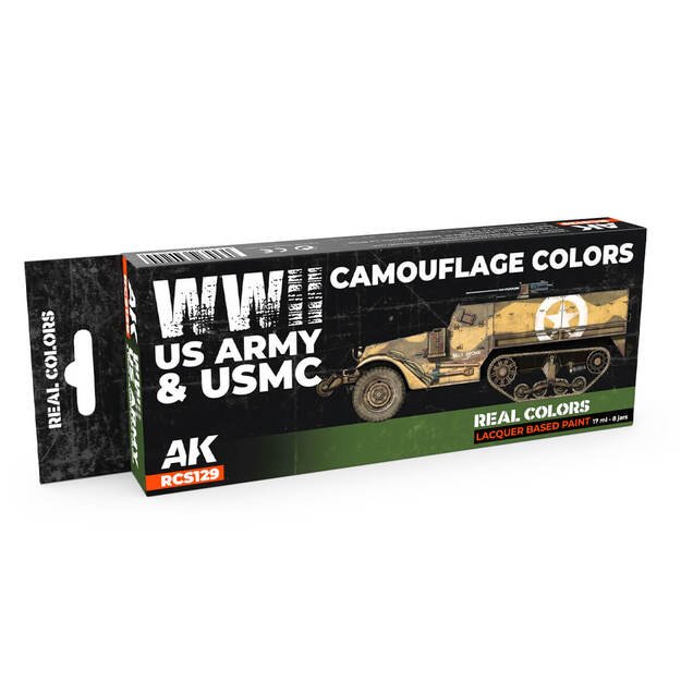 AK-Interactive - RCS129 - US Army & USMC WWII Camouflage Colors, rinkinys