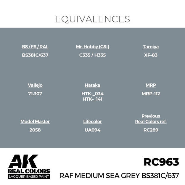 AK Interactive RC963 - RAF Medium Sea Grey BS381C/637, 17ml 2