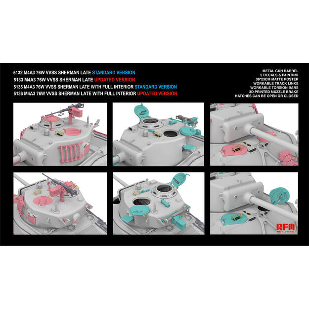 Ryefield Model RM5132 - M4A3 76W VVSS Sherman Late – Standard Version, 1/35 3