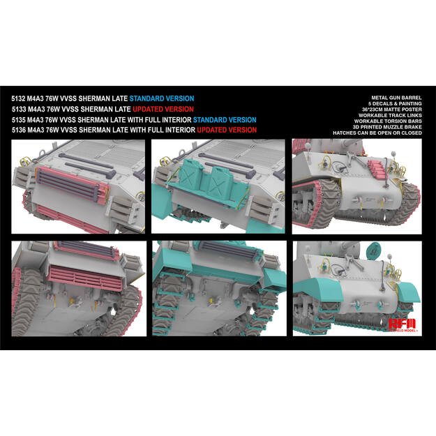 Ryefield Model RM5132 - M4A3 76W VVSS Sherman Late – Standard Version, 1/35 4