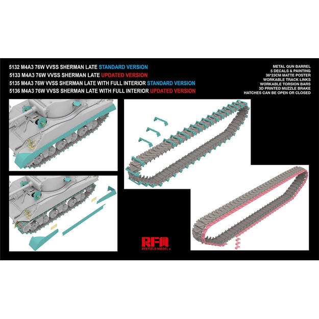 Ryefield Model RM5132 - M4A3 76W VVSS Sherman Late – Standard Version, 1/35 5