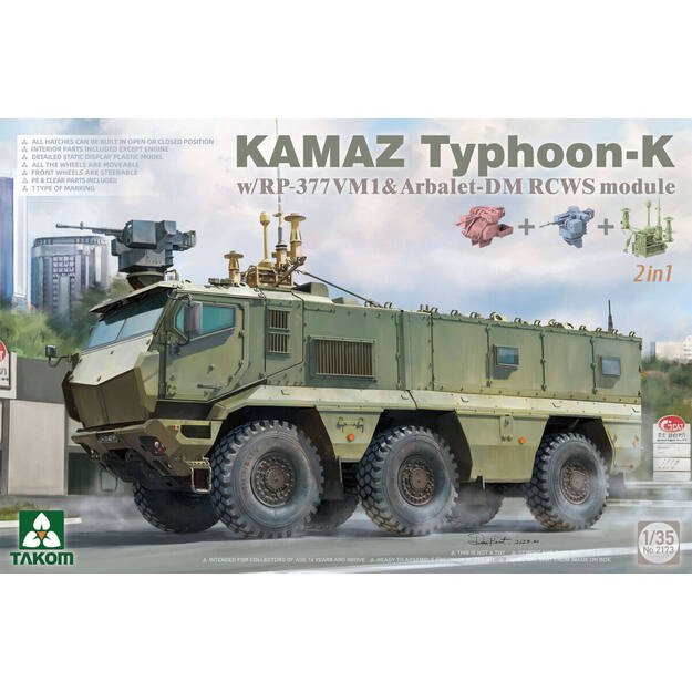 Takom TAK2173 - Kamaz Typhoon-K w/RP-377VM1 & Arbalet-DM RCWS Module 2in1, 1/35