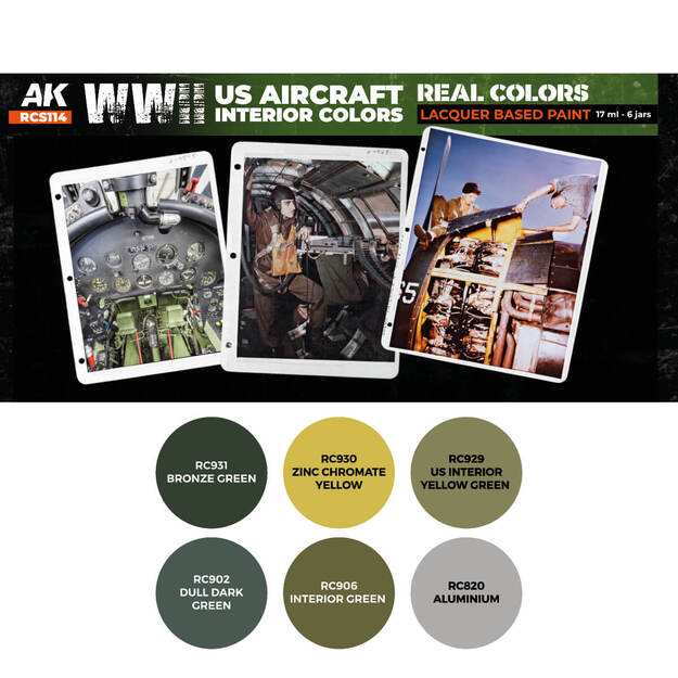 AK-Interactive - RCS114 - US WWII Aircraft Interior Colors, rinkinys