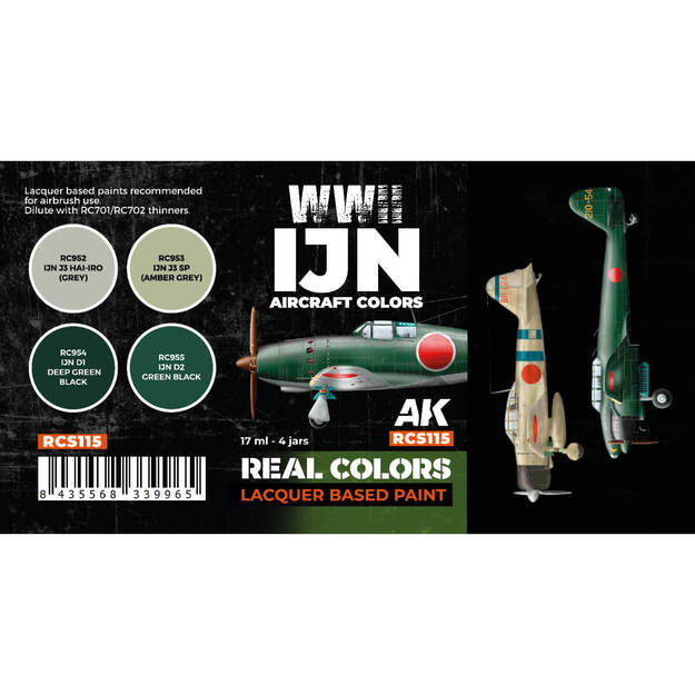 AK-Interactive - RCS115 - IJN WWII Aircraft Colors Set, rinkinys