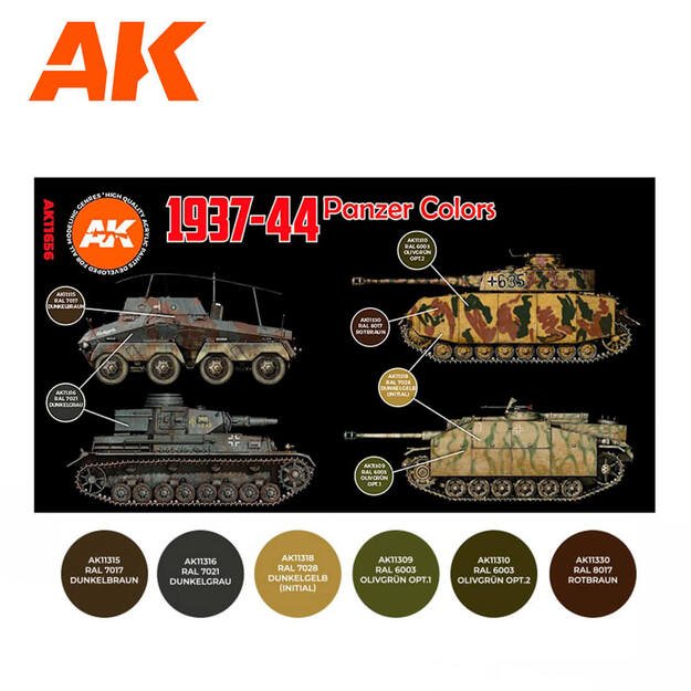 AK Interactive AK11656 - German War Colors 37-44 3G, akriliniai dažai