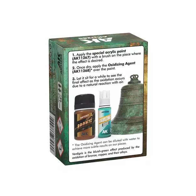 AK Interactive AK11265 – Verdigris Effect Kit (žalvario žalsvų oksidacijos efektų rinkinys) 2