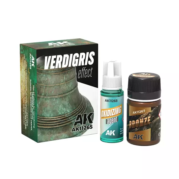 AK Interactive AK11265 – Verdigris Effect Kit (žalvario žalsvų oksidacijos efektų rinkinys) 1