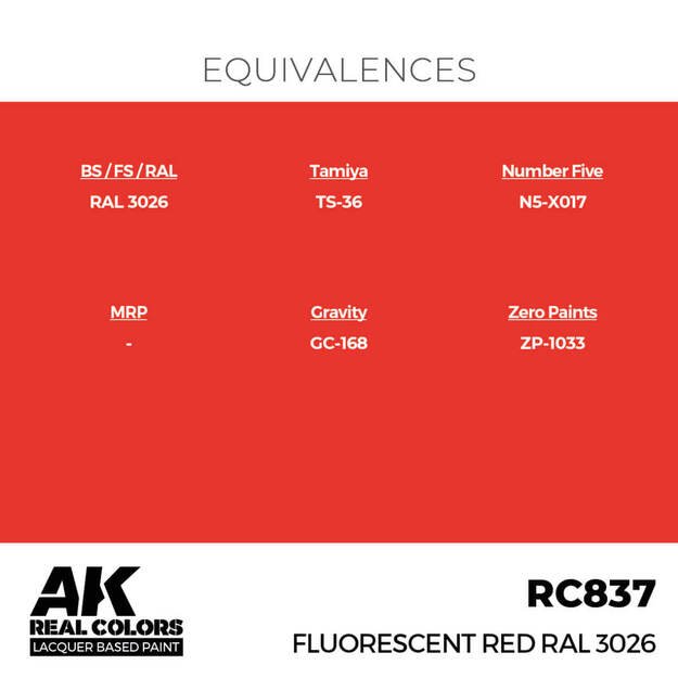 AK Interactive RC837 - Fluorescent Red RAL 3026, 17ml 2