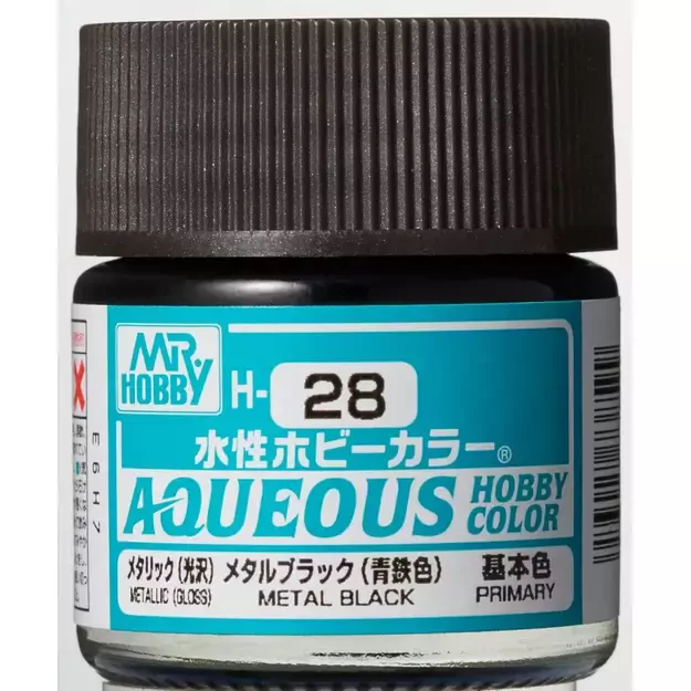 Mr.Hobby H028 - Aqueous Hobby Colors - Metal Black, 10ml