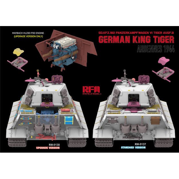 Ryefield Model RM5138 - Sd.Kfz.182 Panzerkampfwagen VI Tiger Ausf.B “King Tiger” – Ardennes 1944 UPDATED Version, 1/35 5