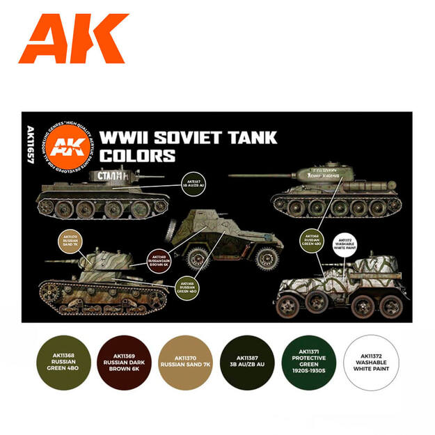 AK Interactive AK11657 -  WWII Soviet Tank Colors 3G, akriliniai dažai