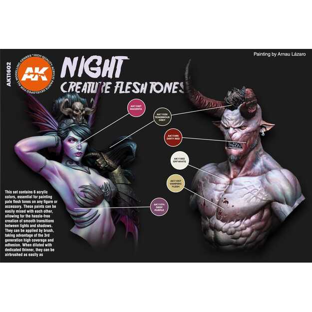 AK Interactive AK11602 - Night Creatures Flesh Tones, akriliniai dažai