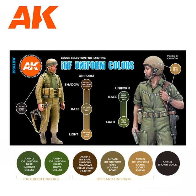 AK Interactive AK11631 - Idf Uniform Colors 3G, akriliniai dažai