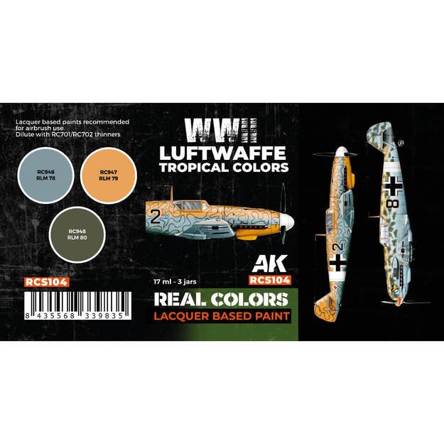 AK-Interactive - RCS104 - Luftwaffe WWII Tropical Colors, rinkinys