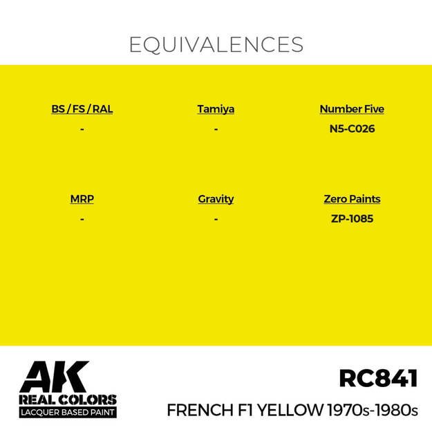 AK Interactive RC841 - French F1 Yellow 1970s-1980s, 17ml 2 AK Interactive RC841 - French F1 Yellow 1970s-1980s, 17ml 2