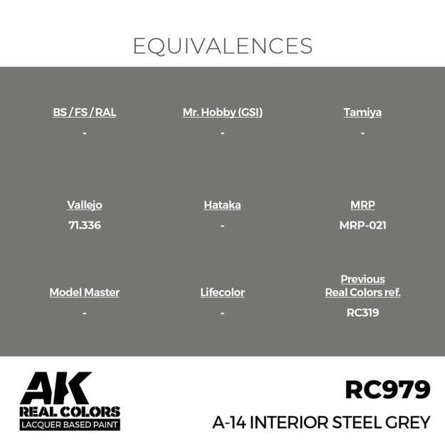 AK Interactive RC979 - A-14 Interior Steel Grey, 17ml 2