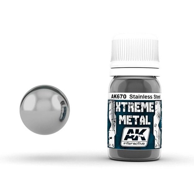 AK Interactive AK670 - Xtreme Metal Stainless Steel, metalikai, 30ml