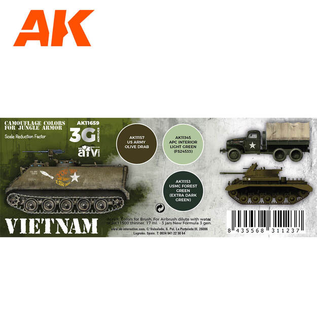 AK Interactive AK11659 - Vietnam Colors 3G, akriliniai dažai