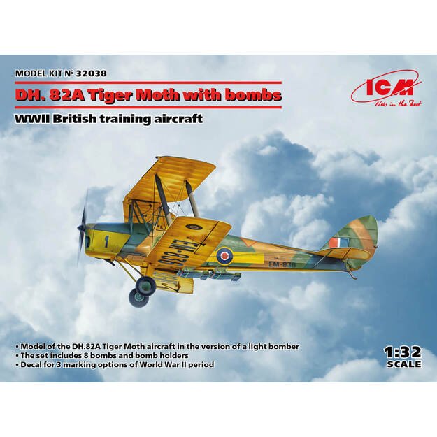 ICM IC32038 - DH. 82A Tiger Moth with bombs,WWII British training aircraft, 1/32