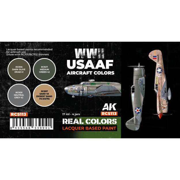 AK-Interactive - RCS113 - USAAF WWII Aircraft Colors Set, rinkinys