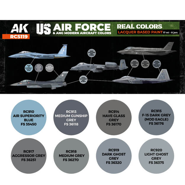 AK-Interactive - RCS119 - US Air Force & ANG Modern Aircraft Color, rinkinys