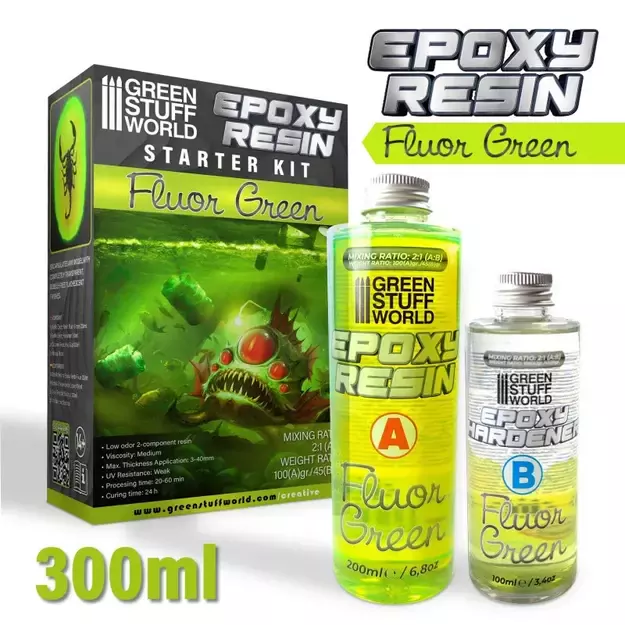 Green Stuff World 10626  - Epoksidinė derva Fluor Green, 300ml