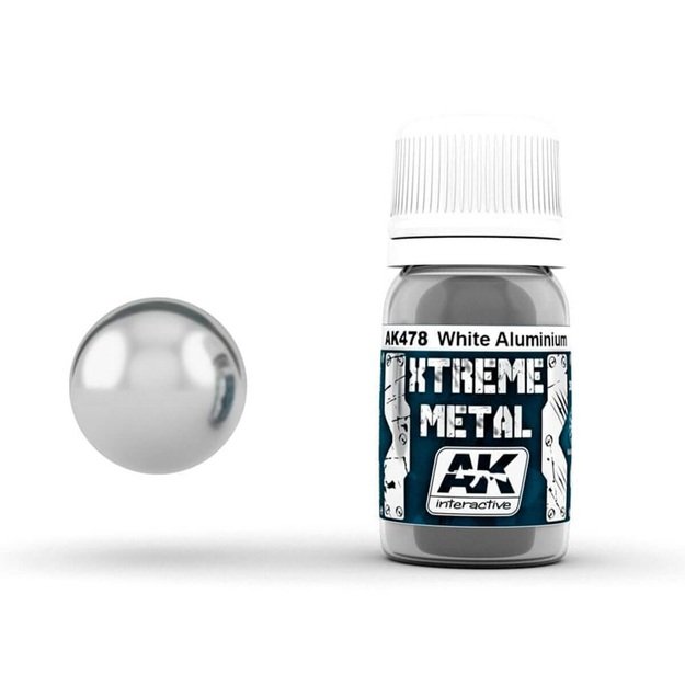 AK Interactive AK478 - Xtreme White Aluminium, metalikai, 30ml