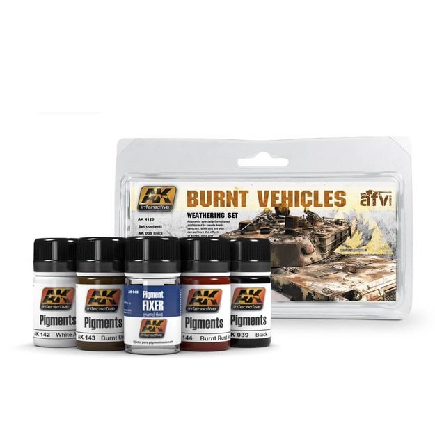 AK Interactive AK4120 - Burnt Vehicles Set, rinkinys