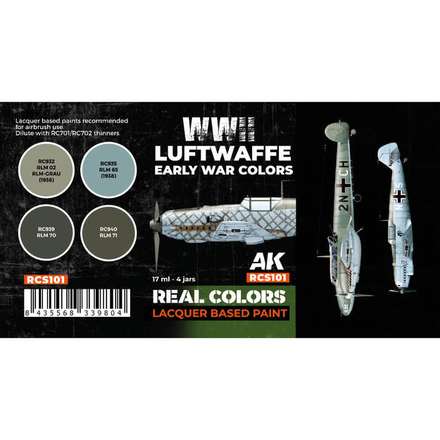 AK-Interactive - RCS101 - WWII Luftwaffe Early War Colors Set, rinkinys