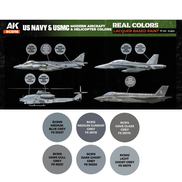 AK-Interactive - RCS116 - US Navy & USMC Modern Aircrafts and Helicopters, rinkinys