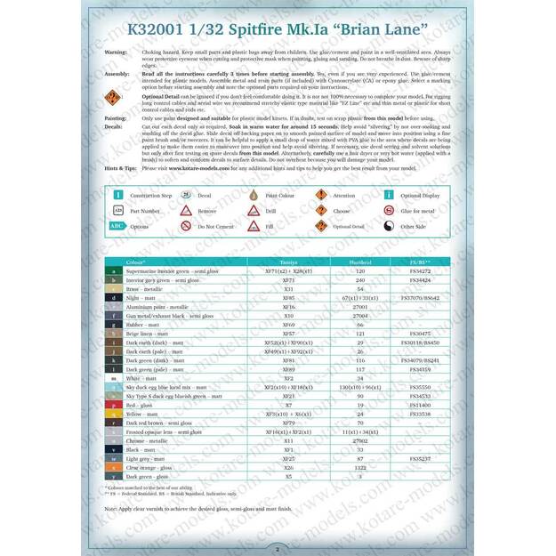 Kotare Models KTR32601 - Spitfire Mk.Ia "Brian Lane", 1/32 5