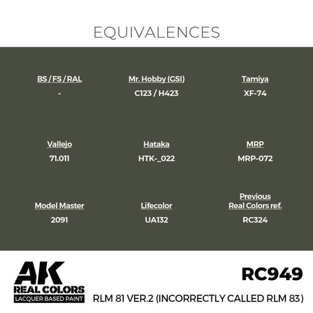 AK Interactive RC949 - RLM 81 Ver.2 (incorrectly called RLM 83), 17ml 2 AK Interactive RC949 - RLM 81 Ver.2 (incorrectly called RLM 83), 17ml 2