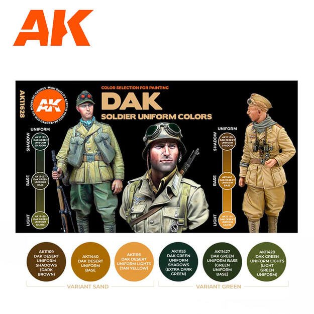 AK Interactive AK11628 - Dak Soldier Uniform Colors 3G, akriliniai dažai