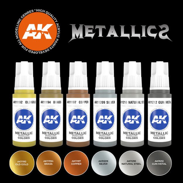 Ak Interactive AK11608 - Metallics Set, akriliniai dažai