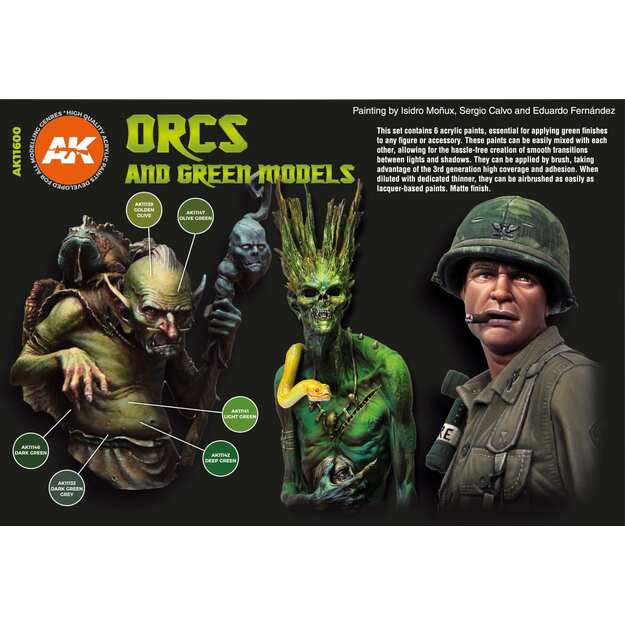 AK Interactive AK11600 - Orcs And Green Creatures, akriliniai dažai