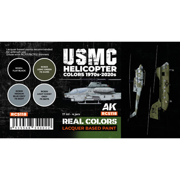 AK-Interactive - RCS118 - USMC Helicopter Colors 1970s-2020s, rinkinys