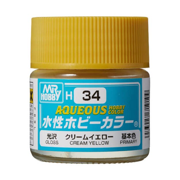 Mr.Hobby H034 - Aqueous Hobby Colors - Cream Yellow, 10ml
